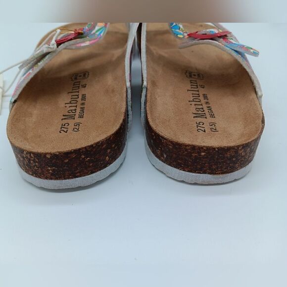 NWT SMAIBULUN Colorful White Strappy Slide Clog Sandals - Maibulun Size 12 - Picture 6 of 12